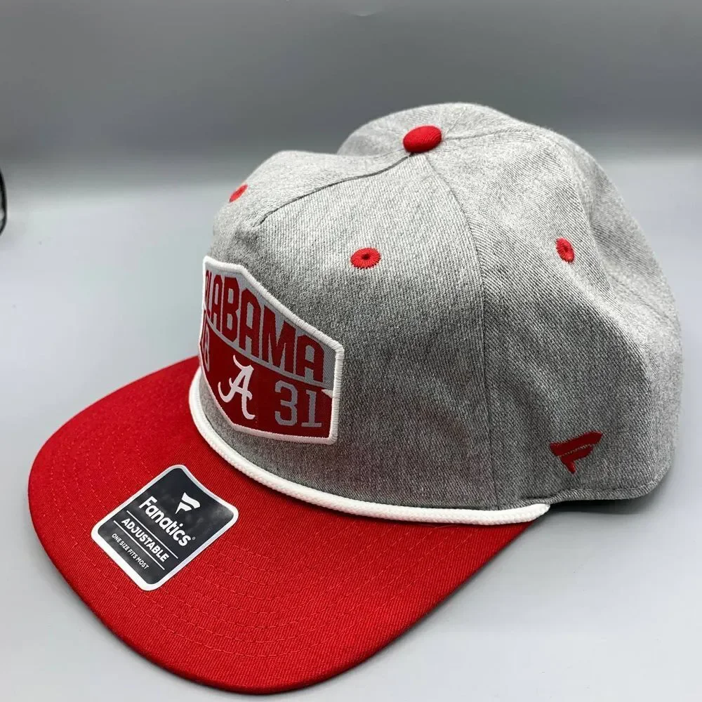 Alabama Crimson Tide Hat Men Gray Red Fanatics Snap‎ Back Cap Cotton